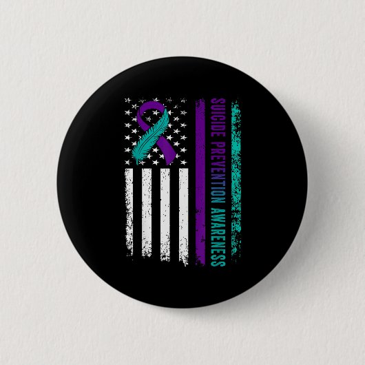 Badge Rond 5 Cm Suicide Prevention Awareness American Flag Ribbon  (Devant)