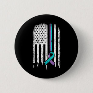 Badge Rond 5 Cm Suicide Prévention Chemise Usa Drapeau Ribbon Suic