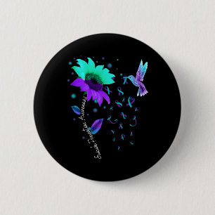 Badge Rond 5 Cm Suicide turquoise Et Violet De Tournesol Hummingbi