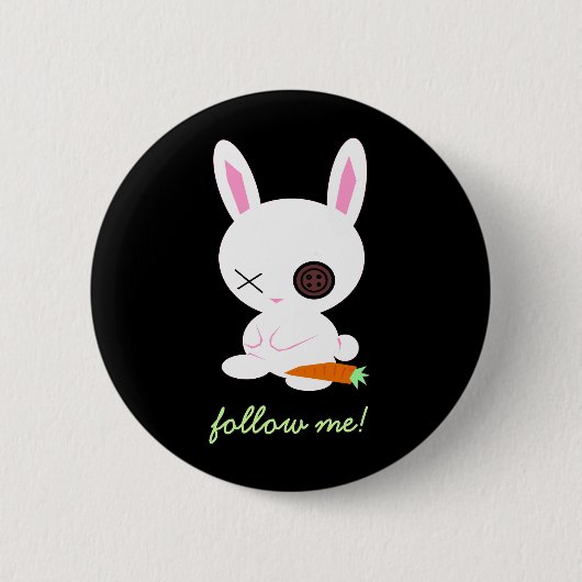 Badge Rond 5 Cm Suivez la goupille blanche de lapin (Devant)