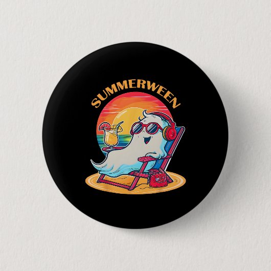 Badge Rond 5 Cm Summerween mignon Fantôme d'été Éffrayant Hallowee (Devant)