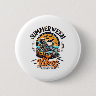 Badge Rond 5 Cm Summerween Squelette Éffrayante année ronde Hallo