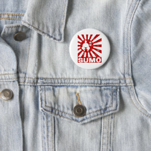 Badge Rond 5 Cm Sumo Retro Wrestler Design Vintage japonais