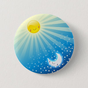 Badge Rond 5 Cm Sun et bouton de lune