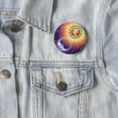 Badge Rond 5 Cm Sun et bouton de visages de lune (En situation)