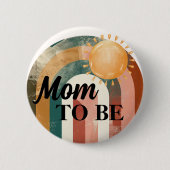 Badge Rond 5 Cm Sun Rainbow Baby shower Maman (Devant)