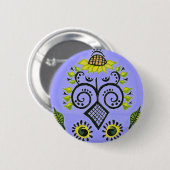 Badge Rond 5 Cm Sunflower Folk Motif par Alexandra Cook (Devant & derrière)