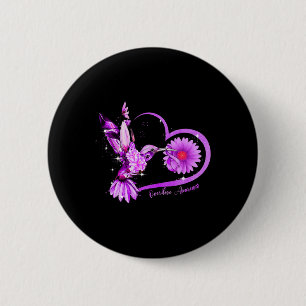 Badge Rond 5 Cm Sunflower Heart Purple Ribbon Sensibilisation à la