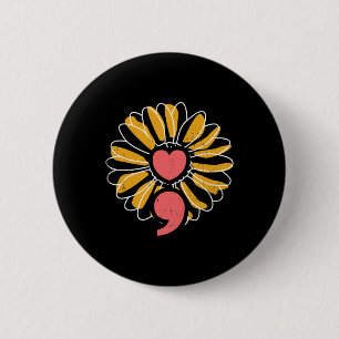Badge Rond 5 Cm Sunflower Santé mentale Force Espoir Solidarité