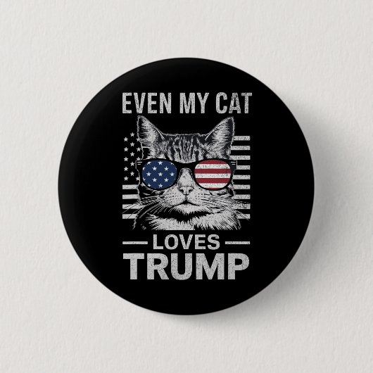 Badge Rond 5 Cm Sungles Drapeau Usa Même Mon Chat aime Trump (Devant)