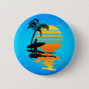 Badge Rond 5 Cm Sunrise du surf