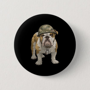 Badge Rond 5 Cm Super costume de chien de taureau militaire