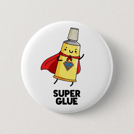 Badge Rond 5 Cm Super Glue Funny Super Hero Pun (Devant)