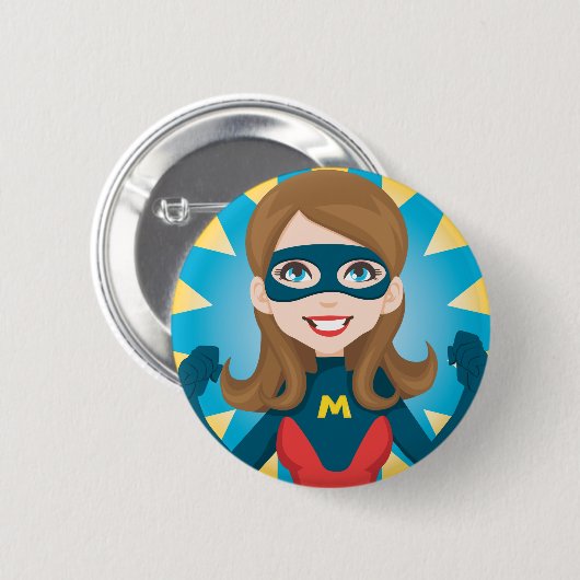 Badge Rond 5 Cm Super Hero Maman (Devant & derrière)
