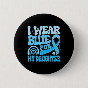 Badge Rond 5 Cm Super Je Porte Du Bleu Pour Sensibilisation sur l'