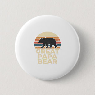 Badge Rond 5 Cm Super Papa Ours Rétro Coucher de Soleil Vintage De