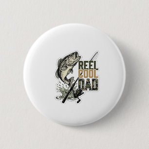 Badge Rond 5 Cm Super Papa Pêche à la Ligne Gravure Vintage Desig