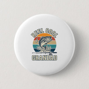 Badge Rond 5 Cm Super Papy Pêche Chemise Vintage Coucher de Soleil