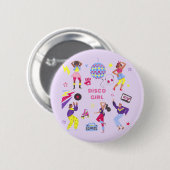 Badge Rond 5 Cm Super Roller Disco Lila Party Millennial Retro (Devant & derrière)