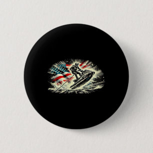 Badge Rond 5 Cm Super Ski pour hommes femmes skieurs drapeau améri