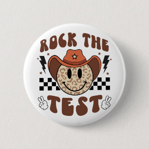 Badge Rond 5 Cm Super Test Day Rock The Test Smile Cowboy Boys Me