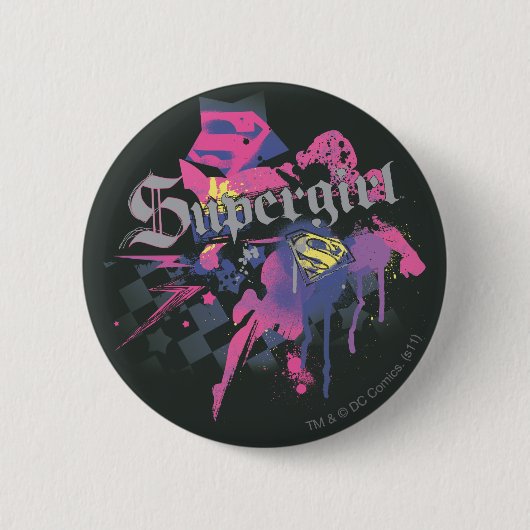 Badge Rond 5 Cm Supergirl À damiers Splatter (Devant)