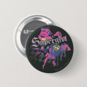 Badge Rond 5 Cm Supergirl À damiers Splatter (Devant & derrière)