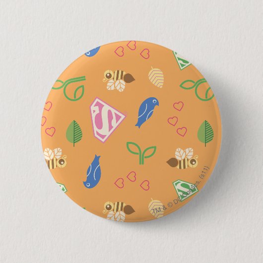 Badge Rond 5 Cm Supergirl Birds & Bees Orange (Devant)