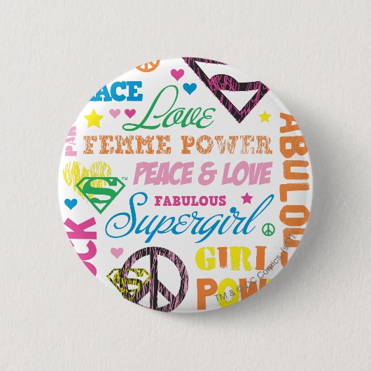 Badge Rond 5 Cm Supergirl Colorful Texte Collage (Devant)