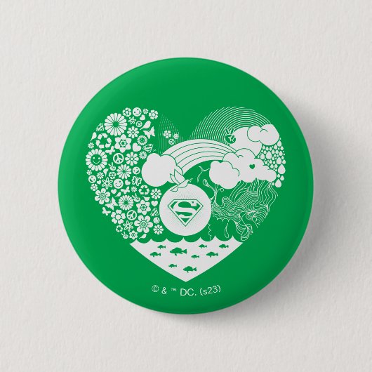 Badge Rond 5 Cm Supergirl Floral Peace Heart Graphisme (Devant)
