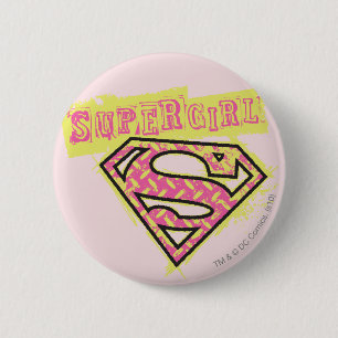 Badge Rond 5 Cm Supergirl Grunge Logo Pink