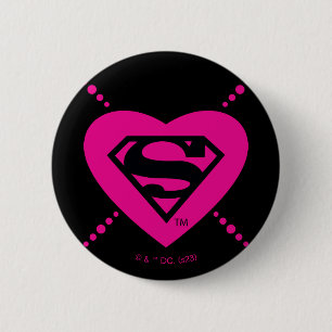 Badge Rond 5 Cm Supergirl Hearts Diagonal Pattern