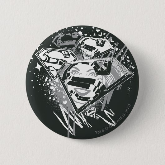 Badge Rond 5 Cm Supergirl noir et blanc (Devant)