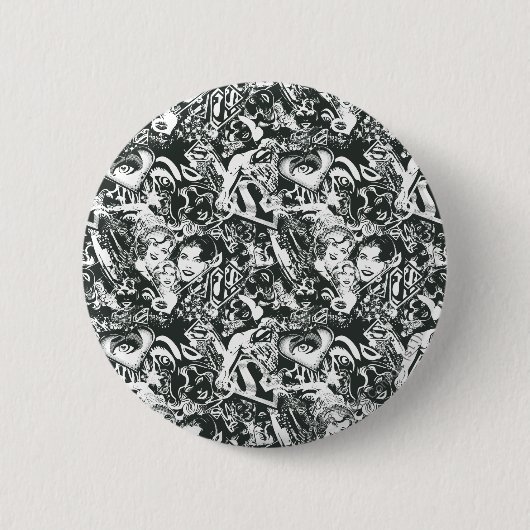 Badge Rond 5 Cm Supergirl noir et blanc collage (Devant)