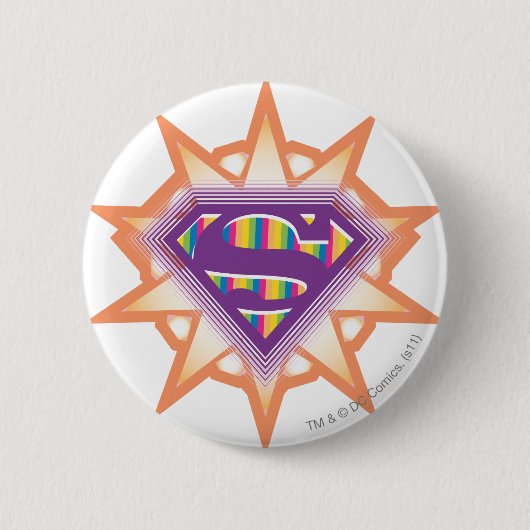Badge Rond 5 Cm Supergirl Orange Starburst (Devant)