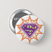 Badge Rond 5 Cm Supergirl Orange Starburst (Devant & derrière)