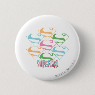 Badge Rond 5 Cm Supergirl Pastel Logo Collage