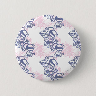 Badge Rond 5 Cm Supergirl Pink and Purple Pattern
