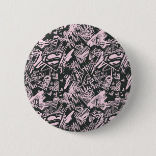 Badge Rond 5 Cm Supergirl Pink et Black Scribbles