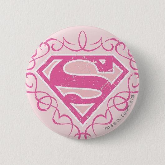 Badge Rond 5 Cm Supergirl Pink Stripes (Devant)