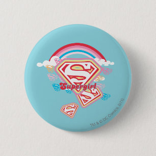 Badge Rond 5 Cm Supergirl Rainbow