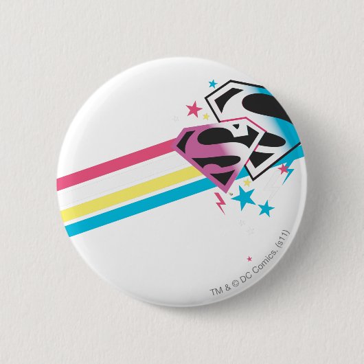 Badge Rond 5 Cm Supergirl Rainbow Stripes (Devant)