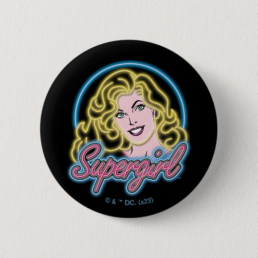 Badge Rond 5 Cm Supergirl Retro Neon Lights Graphic (Devant)