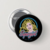 Badge Rond 5 Cm Supergirl Retro Neon Lights Graphic (Devant & derrière)
