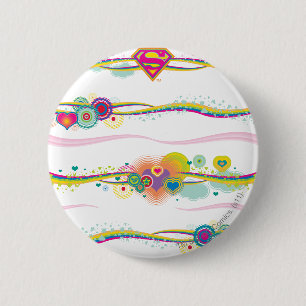 Badge Rond 5 Cm Supergirl Retro Rainbow