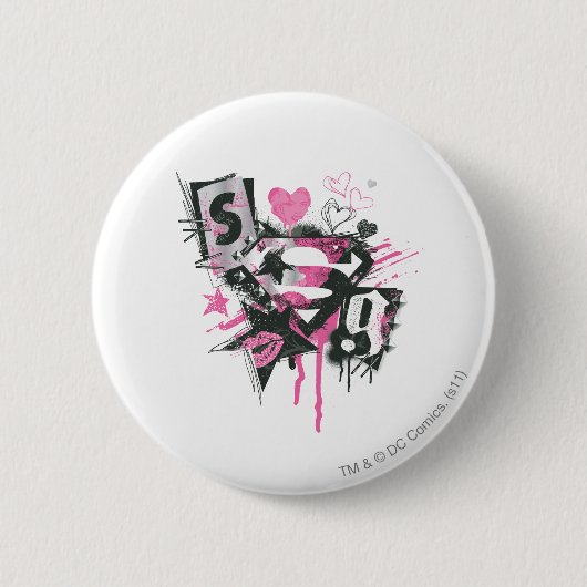 Badge Rond 5 Cm Supergirl Spills and Scribbles Collage (Devant)