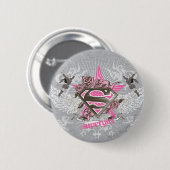 Badge Rond 5 Cm Supergirl Star et Rose (Devant & derrière)