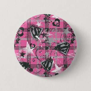 Badge Rond 5 Cm Supergirl Stars and Skuls Motif
