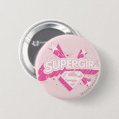 Badge Rond 5 Cm Supergirl Stars et Logo (Devant & derrière)