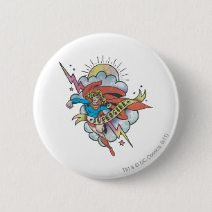 Badge Rond 5 Cm Supergirl volant éclair tatouage